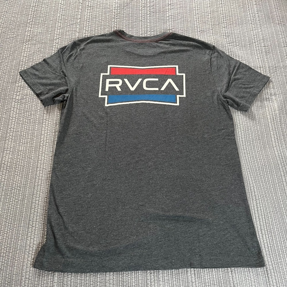 RVCA Demo Vintage Dye T-Shirt Men's Large Dark Gray Slim Fit Short Sleeve